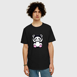 Футболка оверсайз мужская Милая панда в капюшоне, цвет: черный — фото 2