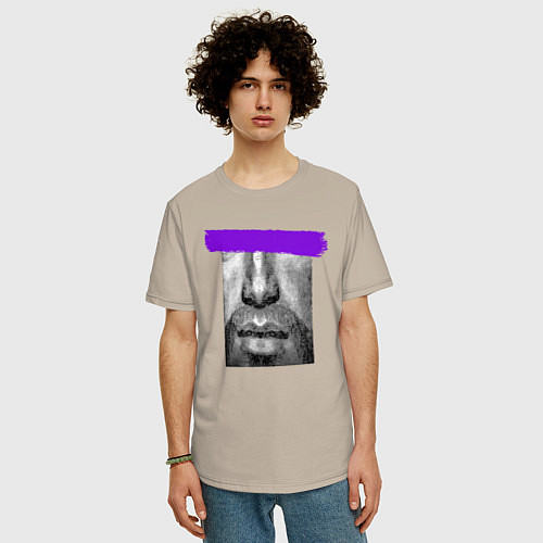 Мужская футболка оверсайз Purple censore / Миндальный – фото 3