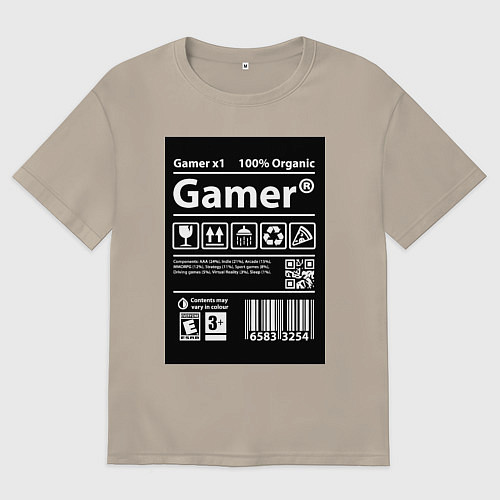 Мужская футболка оверсайз Геймер инструкция по применению / Миндальный – фото 1