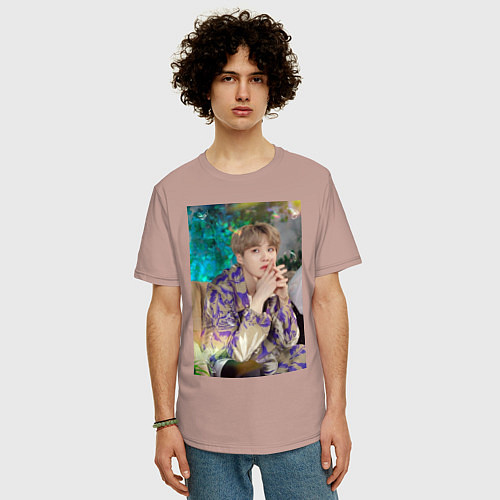 Мужская футболка оверсайз Handsome Yoongi / Пыльно-розовый – фото 3