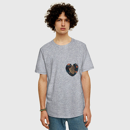 Мужская футболка оверсайз Сердце самуая / Меланж – фото 3