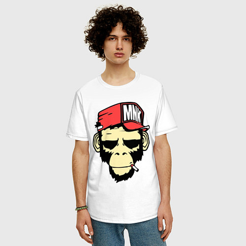 Мужская футболка оверсайз Monkey Swag / Белый – фото 3