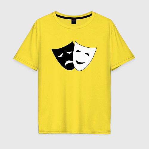 Мужская футболка оверсайз Театральные маски грусти и радости / Желтый – фото 1
