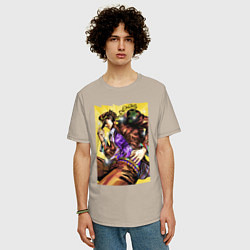 Футболка оверсайз мужская Джотаро Куджо - JoJo Bizarre Adventure, цвет: миндальный — фото 2