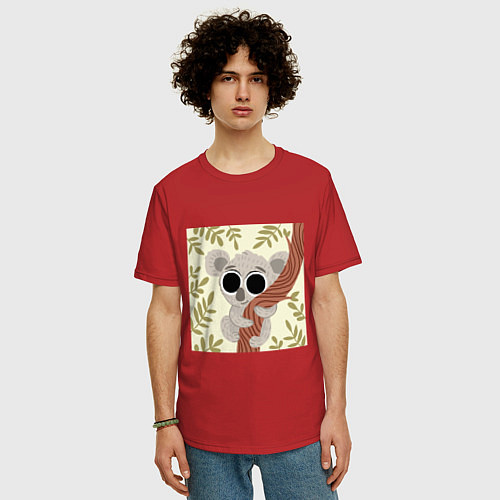 Мужская футболка оверсайз Коала милый / Красный – фото 3