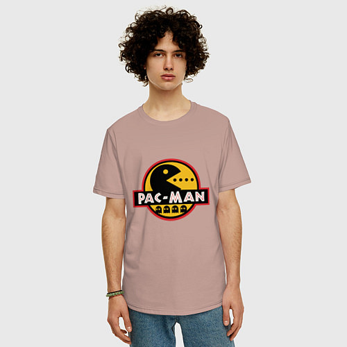 Мужская футболка оверсайз Pac-man game / Пыльно-розовый – фото 3