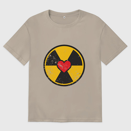 Мужская футболка оверсайз Радиация любви / Миндальный – фото 1