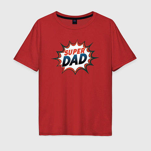 Мужская футболка оверсайз Super dad / Красный – фото 1