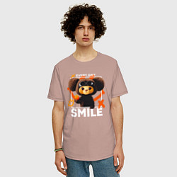Футболка оверсайз мужская Every day smile, цвет: пыльно-розовый — фото 2