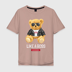 Футболка оверсайз мужская Like a boss мишка, цвет: пыльно-розовый