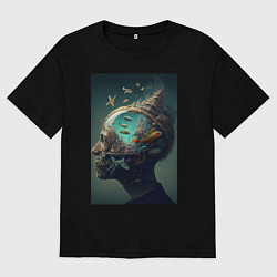 Футболка оверсайз мужская Мысли о море, цвет: черный