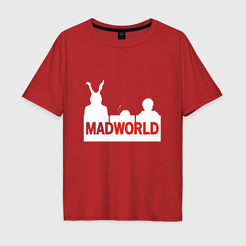 Мужская футболка оверсайз Mad world / Красный – фото 1