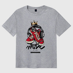 Футболка оверсайз мужская Music and sneakers, цвет: меланж