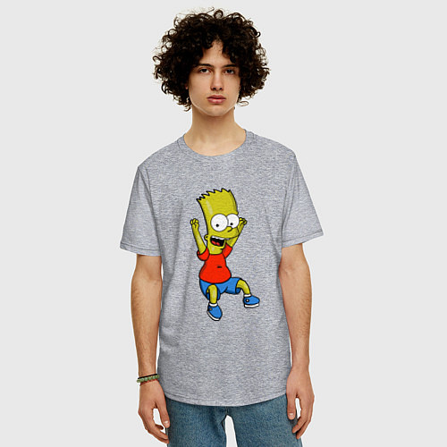 Мужская футболка оверсайз Барт прыгает / Меланж – фото 3