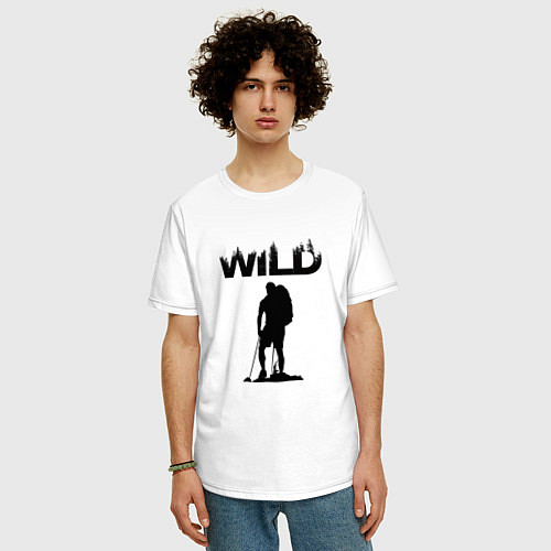 Мужская футболка оверсайз Туризм - дикий мир / Белый – фото 3