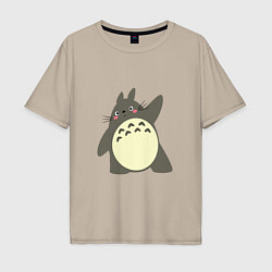 Футболка оверсайз мужская Hello Totoro, цвет: миндальный