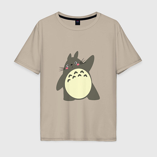 Мужская футболка оверсайз Hello Totoro / Миндальный – фото 1