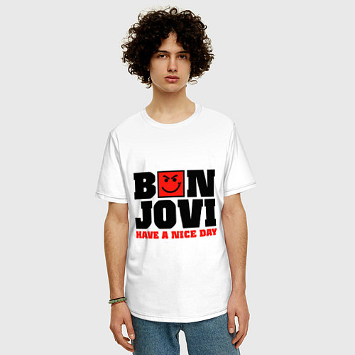 Мужская футболка оверсайз Bon Jovi band / Белый – фото 3