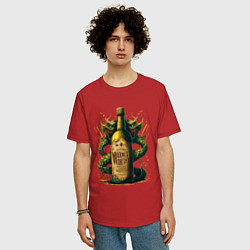 Футболка оверсайз мужская Зеленый змий, цвет: красный — фото 2