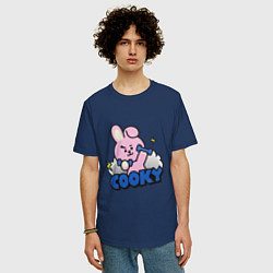 Футболка оверсайз мужская Cooky BT21 Jungkook, цвет: тёмно-синий — фото 2
