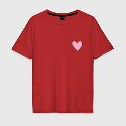 Футболка оверсайз мужская Нарисованное сердце - мини, цвет: красный