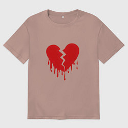 Футболка оверсайз мужская Большое разбитое сердце, цвет: пыльно-розовый