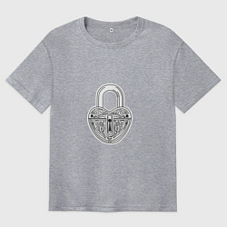 Футболка оверсайз мужская Замочек она к ключику, цвет: меланж