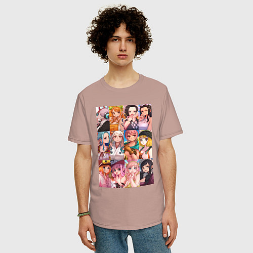 Мужская футболка оверсайз Лучшие девочки One Piece / Пыльно-розовый – фото 3