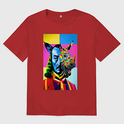 Футболка оверсайз мужская Сальвадор Дали и носорог, цвет: красный
