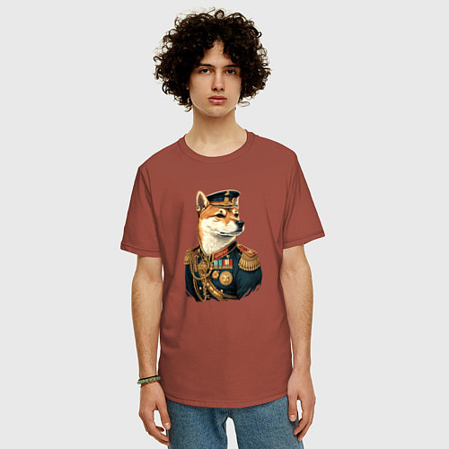 Мужская футболка оверсайз Генерал гав / Кирпичный – фото 3