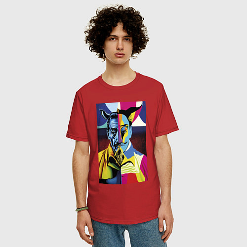 Мужская футболка оверсайз Salvador Dali: Neural network / Красный – фото 3