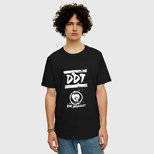 Мужская футболка оверсайз DDT rise against / Черный – фото 3