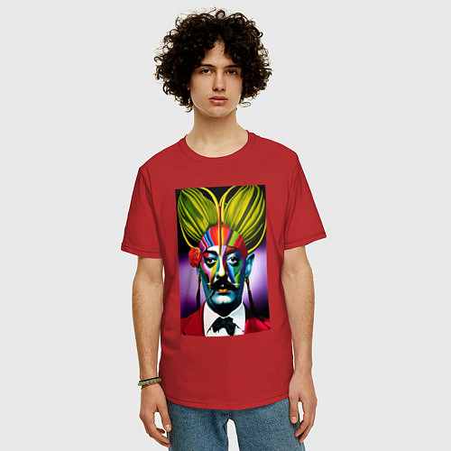Мужская футболка оверсайз Salvador Dali: Portrait / Красный – фото 3