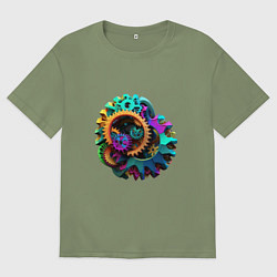 Футболка оверсайз мужская Цветные шестерёнки, цвет: авокадо