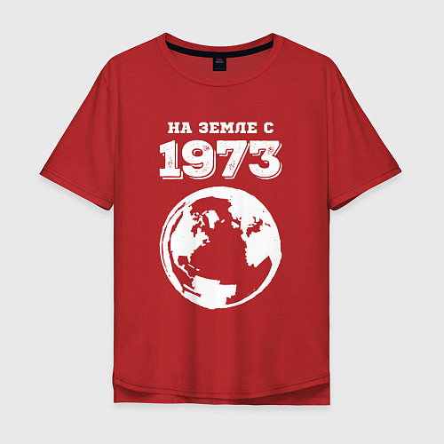 Мужская футболка оверсайз На Земле с 1973 с краской на темном / Красный – фото 1