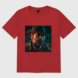 Футболка оверсайз мужская Red Dead redemption, dark Arthur, цвет: красный