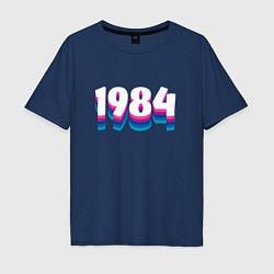 Футболка оверсайз мужская Made in 1984 vintage art, цвет: тёмно-синий