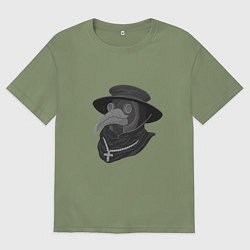 Футболка оверсайз мужская Маска чумного доктора, цвет: авокадо