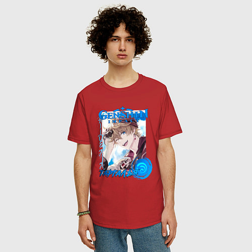 Мужская футболка оверсайз Тарталья гидро элемент / Красный – фото 3