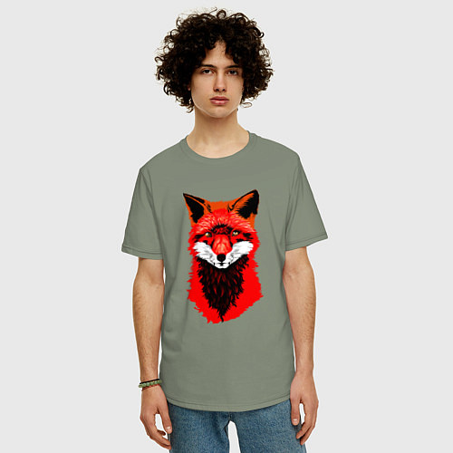 Мужская футболка оверсайз Красный лис / Авокадо – фото 3
