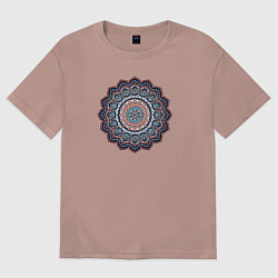 Футболка оверсайз мужская Индийская Mandala, цвет: пыльно-розовый