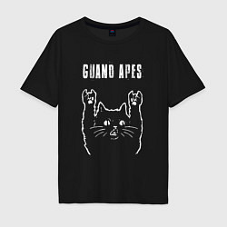 Футболка оверсайз мужская Guano Apes рок кот, цвет: черный