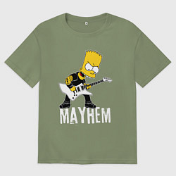 Футболка оверсайз мужская Mayhem Барт Симпсон рокер, цвет: авокадо
