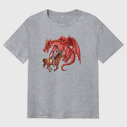 Футболка оверсайз мужская Рыцарь и дракон, цвет: меланж