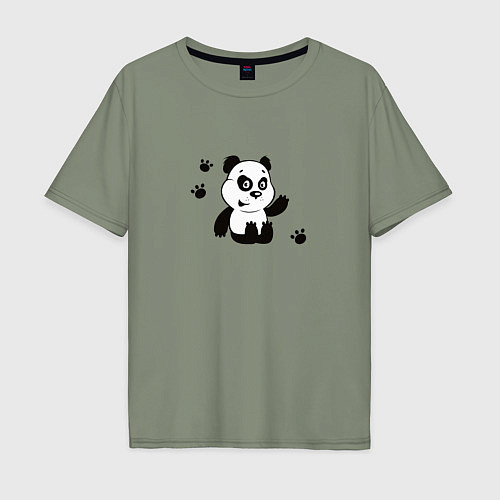 Мужская футболка оверсайз Мультяшный мишка панда / Авокадо – фото 1