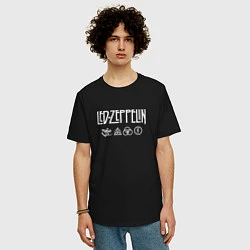 Футболка оверсайз мужская Led Zeppelin символы, цвет: черный — фото 2