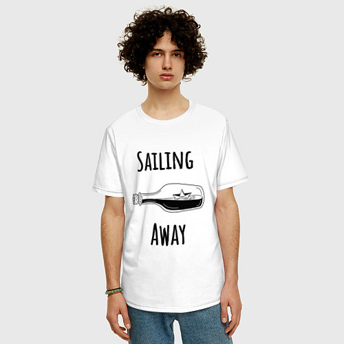Мужская футболка оверсайз Sailing away / Белый – фото 3