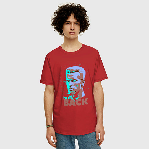 Мужская футболка оверсайз Terminator art / Красный – фото 3