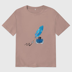 Футболка оверсайз мужская Пишущее перо, цвет: пыльно-розовый
