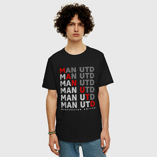 Мужская футболка оверсайз ФК Манчестер Юнайтед / Черный – фото 3
